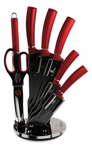 BerlingerHaus - Set med knivar i rostfritt stål i ställ 8 st rött