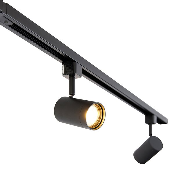 Modernt 1-fas skensystem med 4 spotlights svart - Jeana