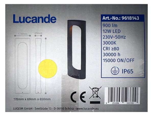 Lucande - LED-lampa för utomhusbruk FENTI LED/12W/230V IP65