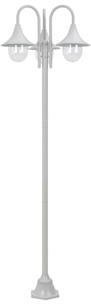 Lyktstolpe för trädgård E27 220 cm aluminium 3 lyktor vit