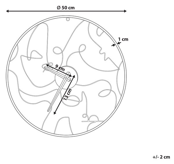 Väggklocka Svart järn Metallram ø 50 cm Dekor Abstrakt mönster Inga siffror Rund Öppen urtavla Minimalistisk Beliani