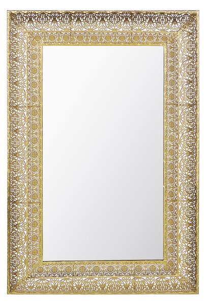 Väggmonterad hängande spegel guld 69 x 90 cm Rektangulär dekorativ ram Heminredning Accessoar Accent Beliani