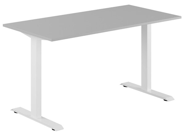 Fast skrivbord, vitt stativ, grå bordsskiva 120x60cm