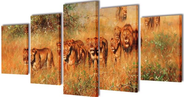 Uppsättning väggbonader på duk: lejon 200 x 100 cm