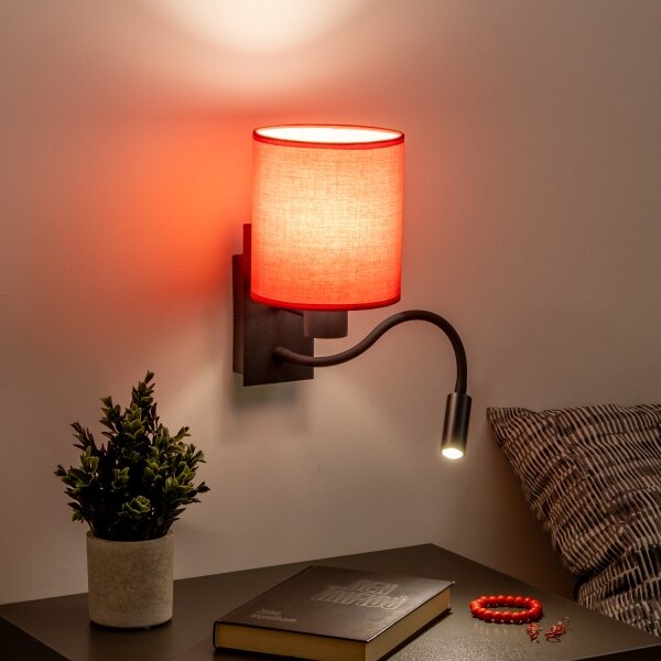 Brilagi - LED vägglampa NUBILA 1xE27/25W/230V + LED/3W svart/röd