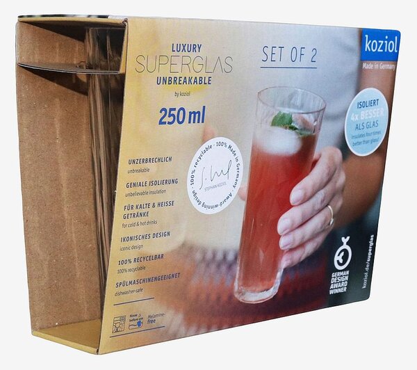 Koziol - Dricksglas plast Club No . 19 250 ml kristallklart 2-pack - Transparent - Dricksglas - Från Homeroom