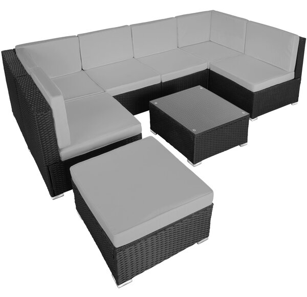 Tectake 404297 loungeset venedig i konstrotting - svart/grå