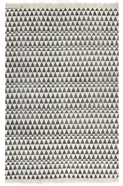 Kelimmatta bomull 120x180 cm med mönster svart/vit