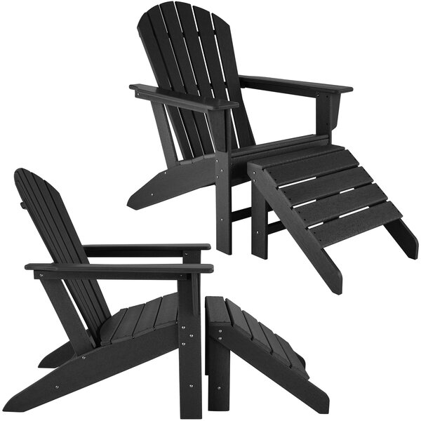 Tectake 403806 2-set trädgårdsstol janis med fotpall joplin - svart