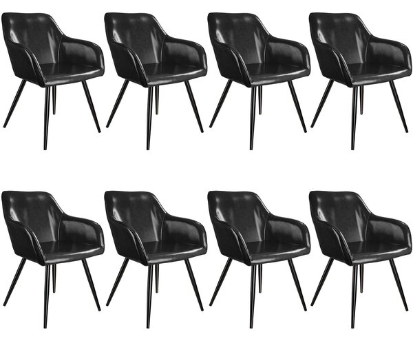 Tectake 404109 8x stol marilyn konstläder - svart