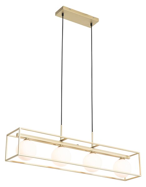 Design taklampa guld med vita 4 -lampor - Aniek