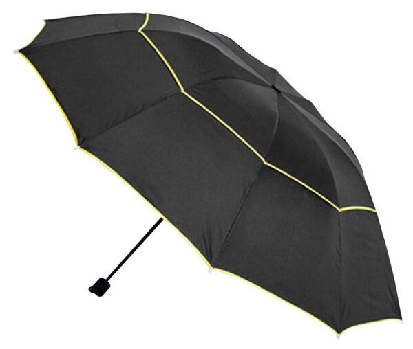 Paraply, Kompakt - 130 cm - Svart / Gul