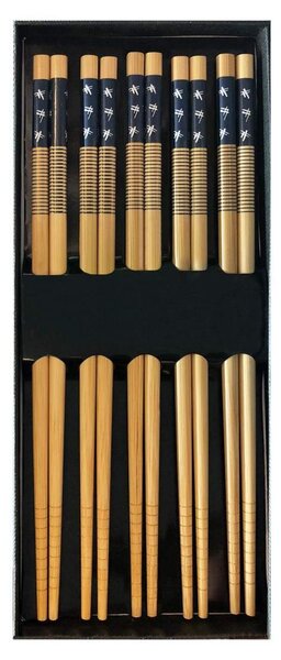 10x Ätpinnar i Bambu - Blå/Vit
