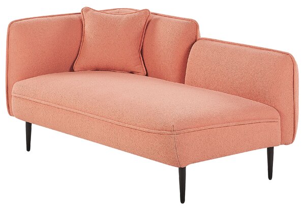 Schäslong Persika Rosa Boucle Tyg Metallben Vänstervänd med Kuddar Modern Design Beliani