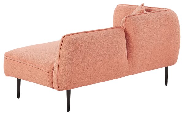 Schäslong Persika Rosa Boucle Tyg Metallben Vänstervänd med Kuddar Modern Design Beliani