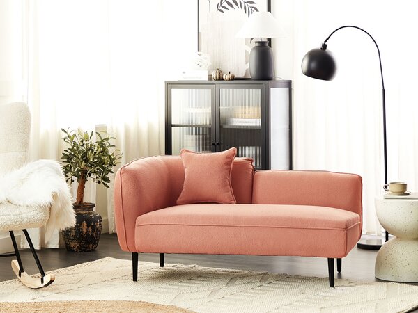 Schäslong Persika Rosa Boucle Tyg Metallben Vänstervänd med Kuddar Modern Design Beliani