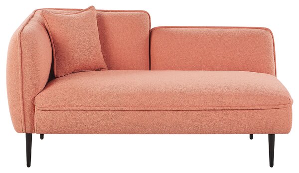 Schäslong Persika Rosa Boucle Tyg Metallben Vänstervänd med Kuddar Modern Design Beliani