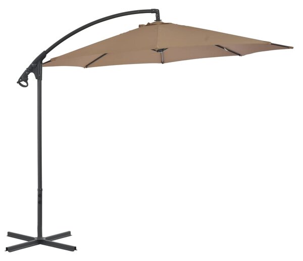 Frihängande parasoll med stålstång 300 cm taupe
