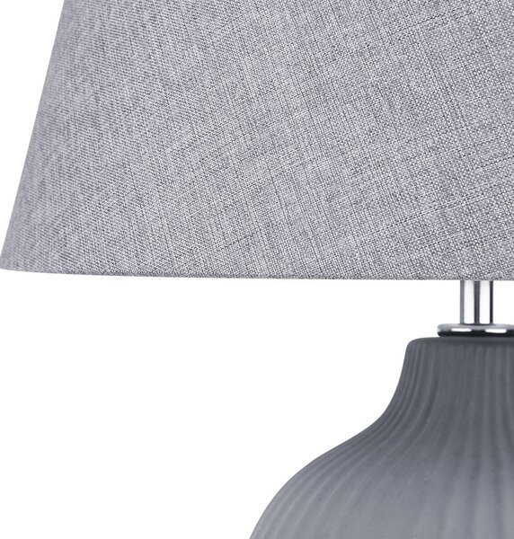 Bordslampa Grå Keramik 52 cm Matt Ribbad Retro Beliani