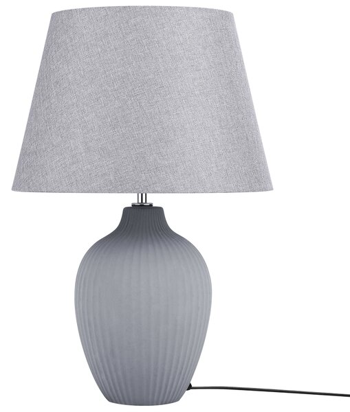 Bordslampa Grå Keramik 52 cm Matt Ribbad Retro Beliani