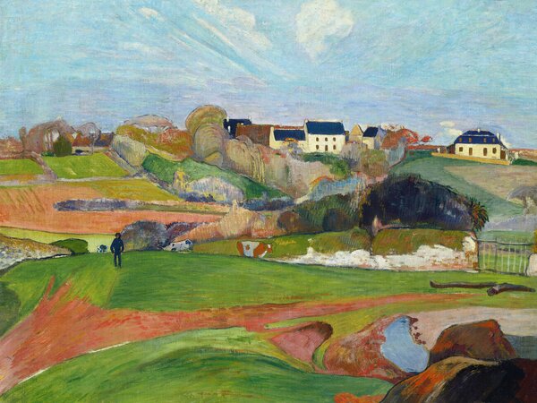 Konsttryck Landscape at Le Pouldu (Vintage French Countryside) - Paul Gauguin, (40 x 30 cm)