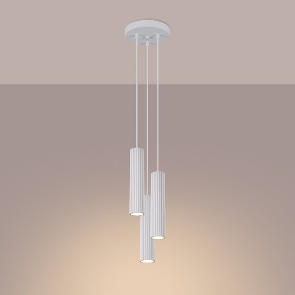 Sollux SL.1538 - Ljuskrona med textilsladd KARBON 3xGU10/10W/230V vit