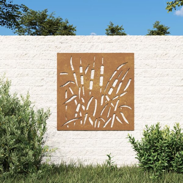 Väggdekoration 55x55 cm rosttrögt stål gräsdesign