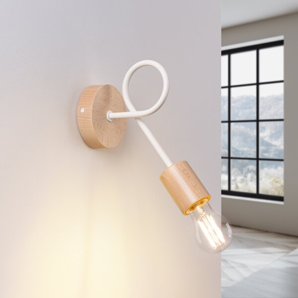 Sollux SL.1473 - Vägglampa EMBER 1xE27/15W/230V vit/beige/bok