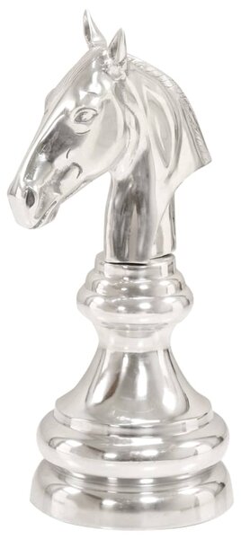 Skulptur schackpjäs häst massiv aluminium 54 cm silver