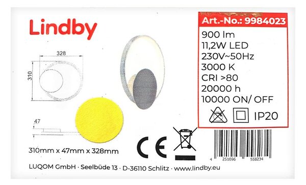 Lindby - LED väggbelysning ANAYS LED/11,2W/230V