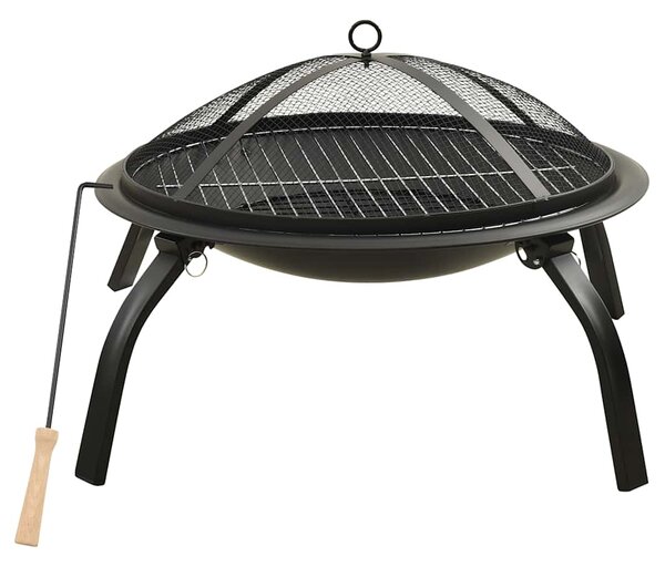 2-i-1 Eldstad med grill och eldgaffel 56x56x49 cm stål