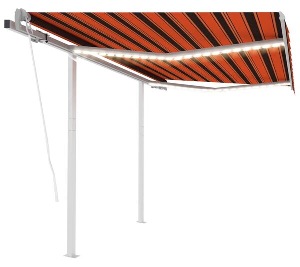 Automatisk markis med vindsensor & LED 3,5x2,5 m orange/brun