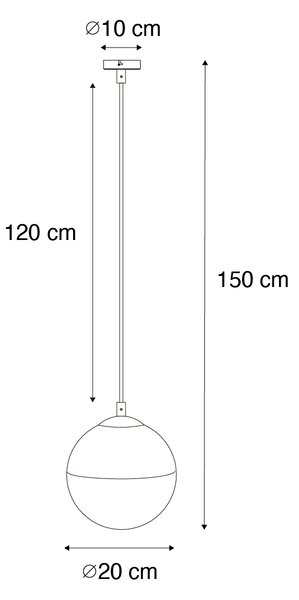 Retro hänglampa svart med klart glas 20 cm - Eclipse