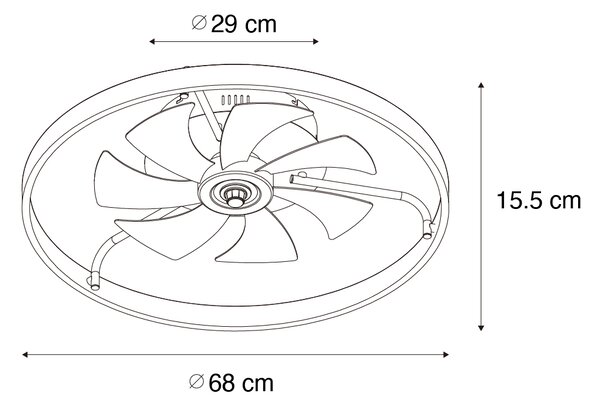 Svart takfläkt 70 cm inkl LED med fjärrkontroll - Maddy