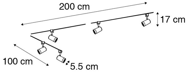 Modernt vitt 1-fas skensystem med 5 spotlights - Iconic Jeana