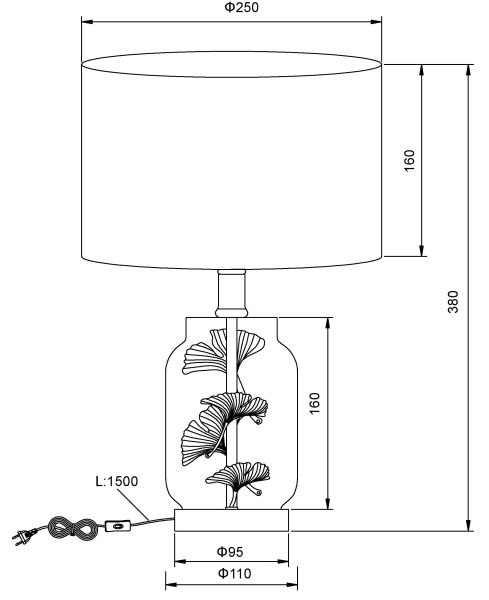 Globo 24141M - Bordslampa GINKO 1xE27/40W/230V svart