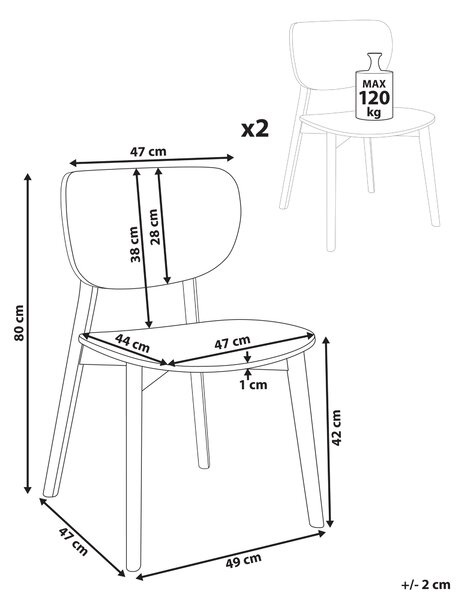 Matstolar set om 2 Mörkt Gummiträ Utan Armstöd Matrum Kök Matsal Minimalistisk Design Beliani