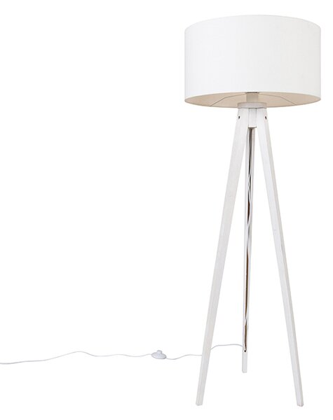 Modern golvlampa stativ vit med vit skärm 50 cm - Tripod Classic