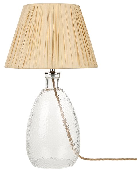 Bordslampa Sockel i klarglas Papper Naturskärm Nattduksbordslampa Beliani