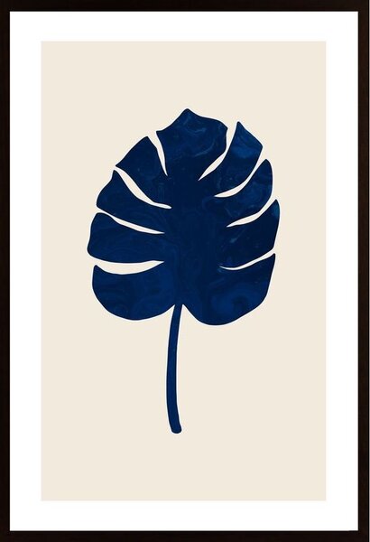 Monstera Marble Blue Poster