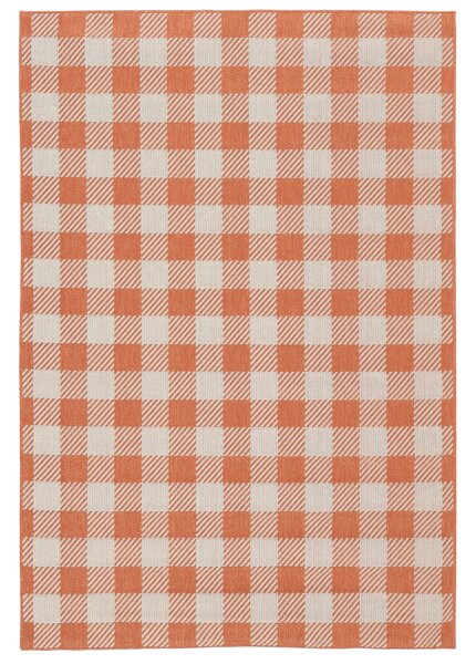 Gingham Matta - Roströd / Vit 160x230