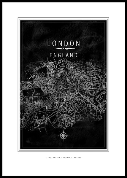 LINE OF ART - LONDON BLACK POSTER - 50x70