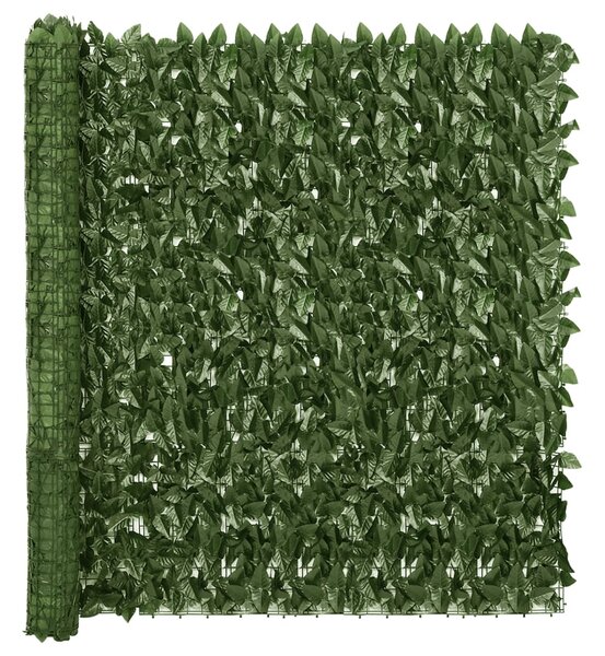 Balkongskärm mörkgröna blad 600x150 cm
