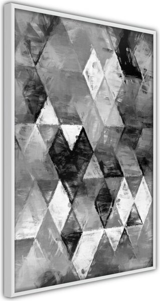 Inramad Poster / Tavla - Abstract Diamonds - 30x45 Vit ram