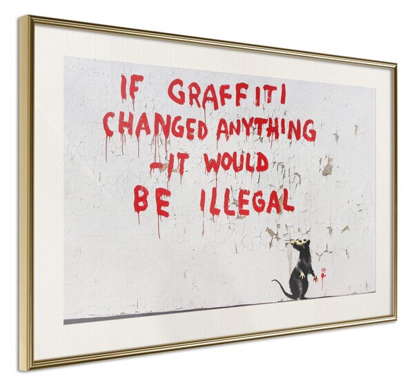 Inramad Poster / Tavla - Banksy: If Graffiti Changed Anything - 45x30 Guldram med passepartout