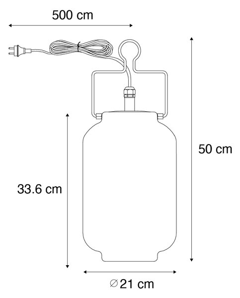 Utomhuspendellampa vit 20 cm med röd kontakt IP44 - Pion