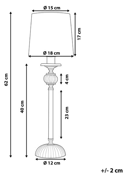 Bordslampa Silver Metallbas Vit Empire Skärm Glas Accenter Beliani