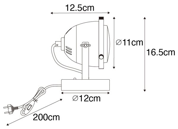 Industriell bordslampa svart 18 cm - Emado