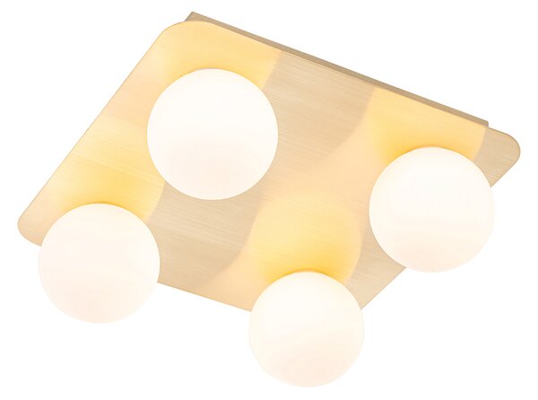 Modern badrumstaklampa mässing fyrkantig 4-ljus - Cederic