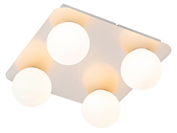 Modern badrumstaklampa stål fyrkantig 4-ljus - Cederic
